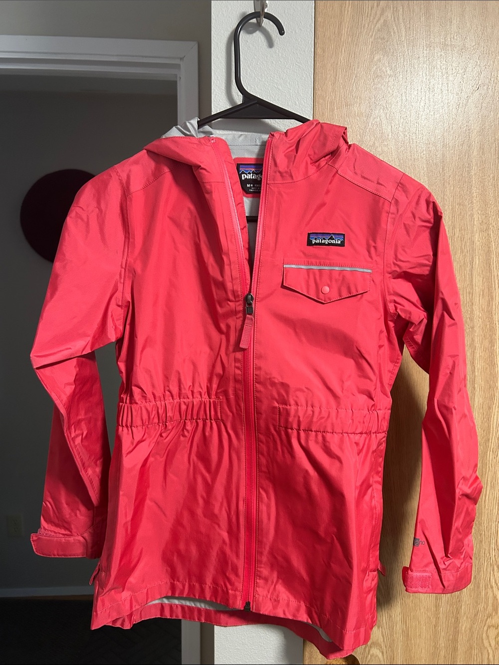 Patagonia Coral-Red Hooded Windbreaker Jacket